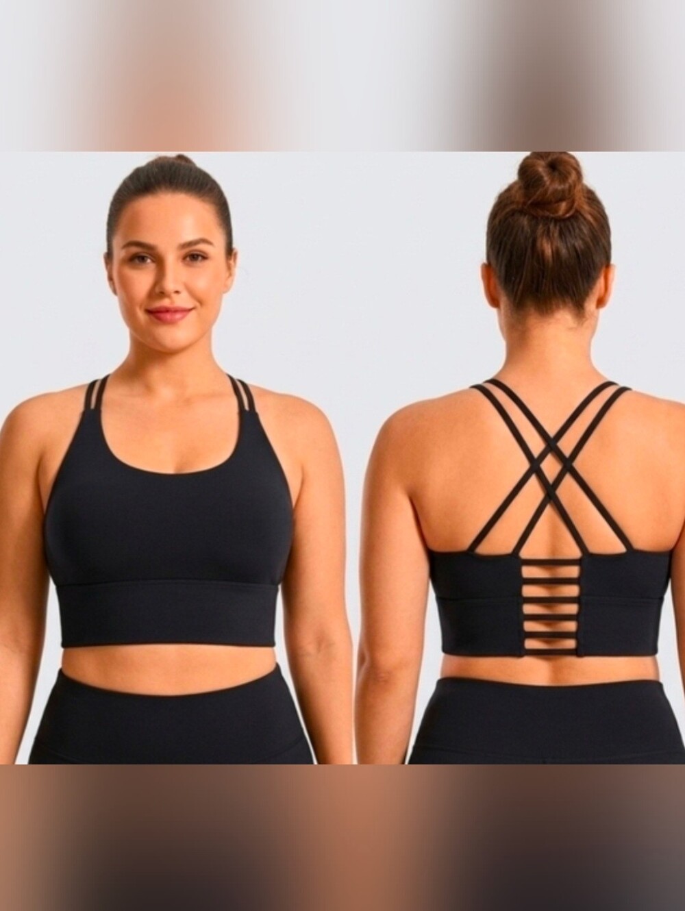 Black Criss Cross Strappy Back Sports Bra Crop Top Size L